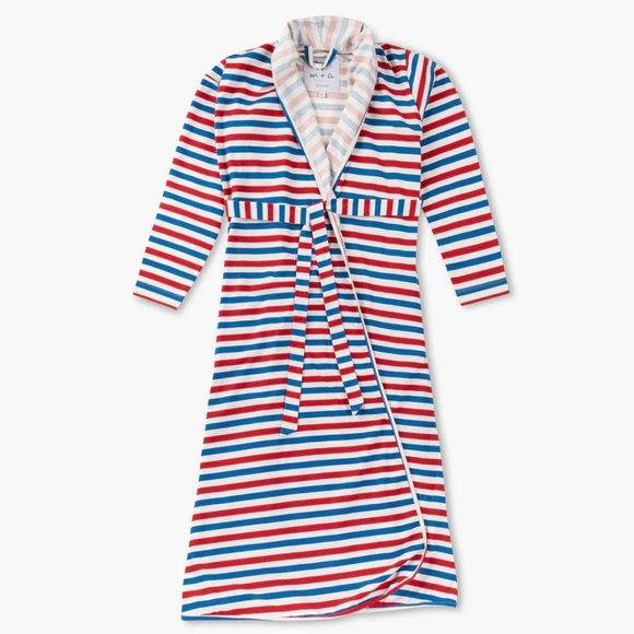 Monica and Andy Women’s Red White Blue Stripe Lounge Robe XS/S - Picture 1 of 5